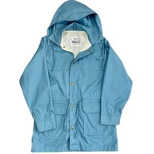VINTAGE Woolrich Womens Hooded Zip Jacket Pale Blue Small